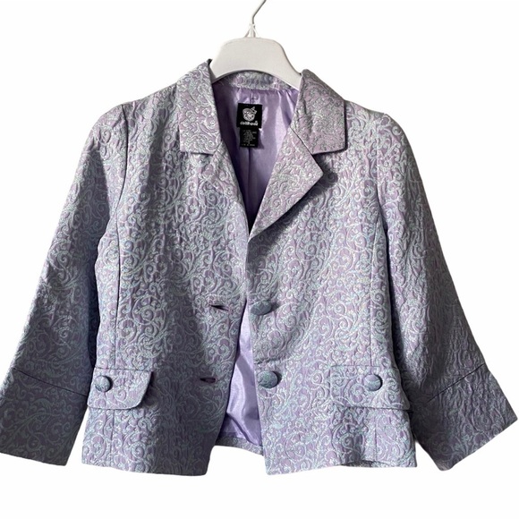 Dollhouse Satin Brocade Suit Jacket Violet Size M - Picture 8 of 8